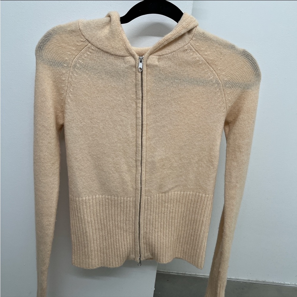 Urban Outfitters Beige Zip-Up Hooded Women's Sweater